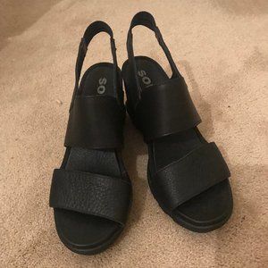 NBW Sorel Black JOANIE™ II SLINGBACK WEDGE SANDAL